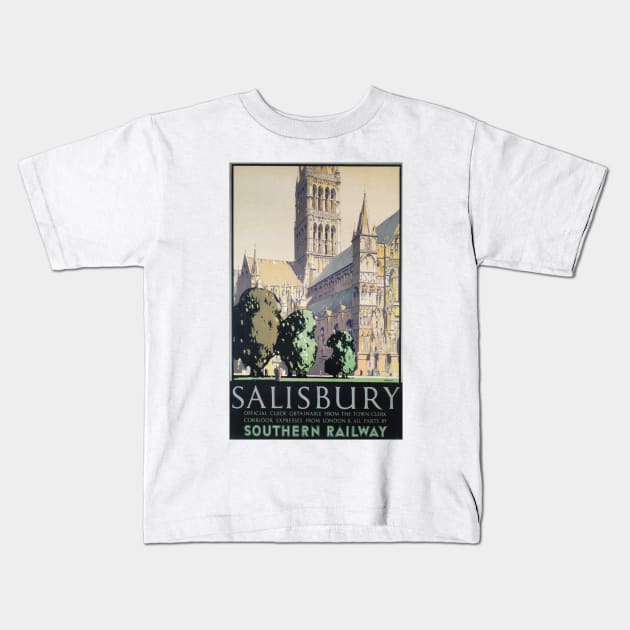 Salisbury, Wiltshire - SR - Vintage Railway Travel Poster - 1932 Kids T-Shirt by BASlade93